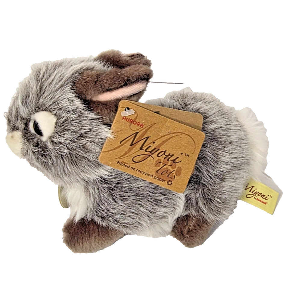 Aurora Miyoni Tots Bunny Rabbit Plush Gray Brown Stuffed Animal With Tags